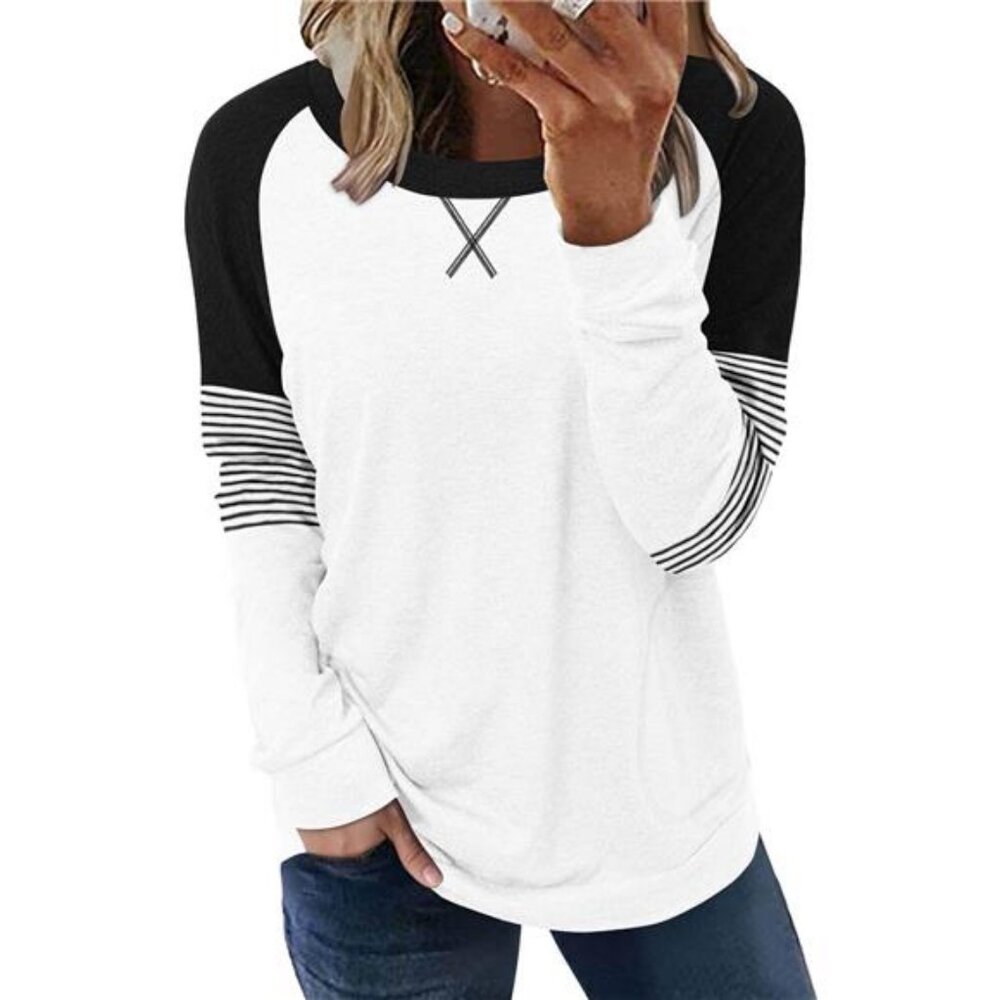 Womens Crewneck Sweatshirt Casual Loose Fitting Tops Long Sleeve T Shirt